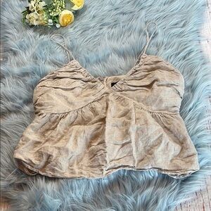 Women's Beige Sleeveless Top